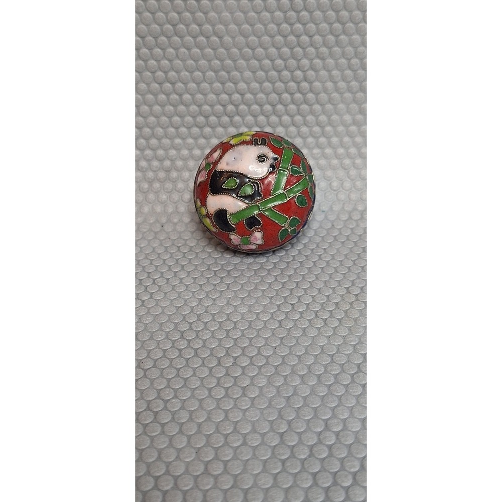 *VINTAGE* CHINESE CLOISONNE MINIATURE PANDA BEAR TRINKET RING BOX‎